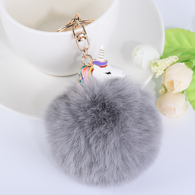 Wholesale Plush Pendant Creative Unicorn Fashion Metal Keychains